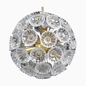 Mid-Century Modern Floral Glass and Brass Pendant, Germany, 1960s