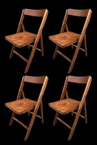 Mid-Century Folding Chairs in Beech, 1940s, Set of 4