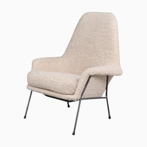 Moderner Mid-Century Sessel mit hoher Rückenlehne und Teddybezug, 1960er