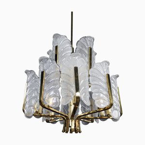 Lampadario grande in ottone di Carl Fagerlund per Orrefors, Svezia, anni '60