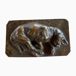Louis Guy, Sleeping Basset, 1876, Bronze