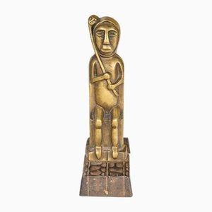 Biombo de chimenea de bronce y vidrio tintado, años 60