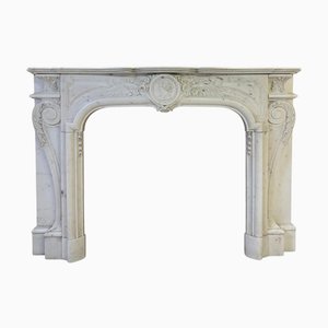 Französischer Louis XIV Kaminsims aus weißem Marmor, 1850er