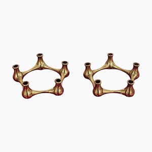 Portacandele piccoli Mid-Century moderni in ottone, anni '60, set di 2