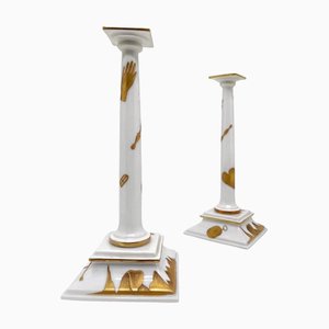 Gio Ponti zugeschriebene Kerzenhalter für Ginori, 1980er, 2er Set