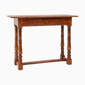 Rustic Oak Console with Drawer, Belgium, 1800s