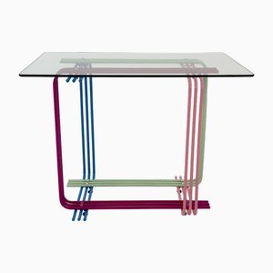 Multicolor Console Table with Glass Board, 1980s