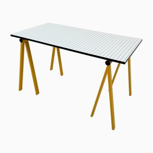 Bureau Tréteau Jaune par Rodney Kinsman pour Bieffeplast, 1980s