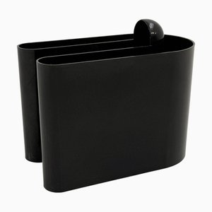 Space Age Black Magazine Rack by Rodolfo Bonetto for Bilumen, 1970s