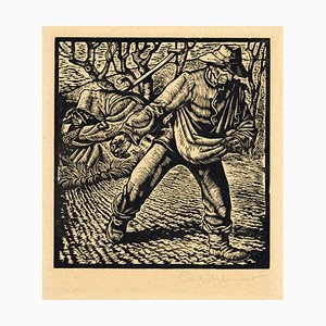 Rudolf Nehmer, The Fieldman and Death, 1948, Woodcut