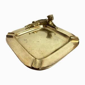 Art Deco Zigarrenaschenbecher aus Messing mit Leopardenmuster, 1920er