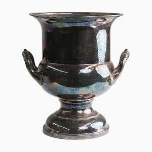 Seau à Glace Art Déco en Laiton Plaqué Argent, 1900s
