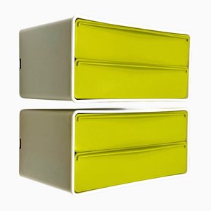 Hängeschränke mit grünen Schubladen, 1970er, 2er Set