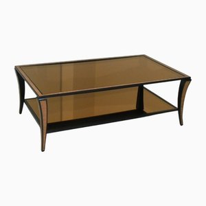 Coffee Table in Lacquered Steel and Amber Mirror, Italy, 1970s
