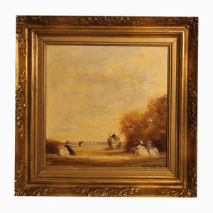 Fritz Möritz, Impressionista sulla spiaggia, XX secolo, Olio su tela, con cornice