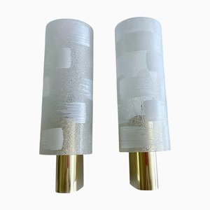 Vintage Wandleuchten aus Glas & Messing, 1970er, 2er Set