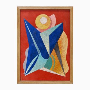 Abstract Geometric Composition, 1950s, Oil on Canvas