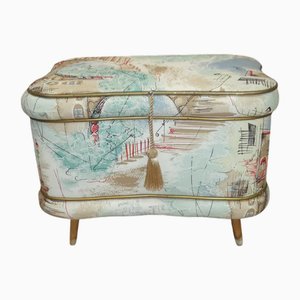 Pastel Patterned Laundry Ottoman, 1950s