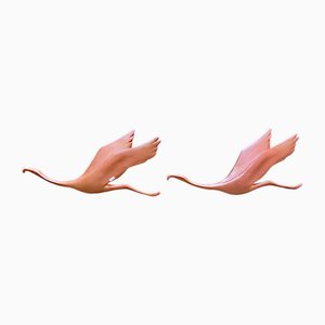 Große Flamingo Wandskulpturen aus Keramik von Cortendorf, 1960er, 2er Set