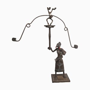 Vintage Bronze Balance Statue, Benin, Mid-20th Century