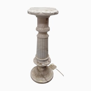 Columna vintage de alabastro con lámpara, años 70/80