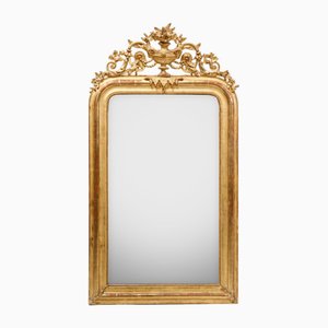 19th Century Louis Philippe Mirror with Vase and Flower Crest