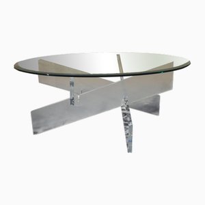 Tavolo da salotto in vetro con base in vetro acrilico