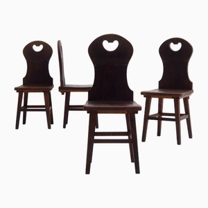 Vintage Dutch Oak Mountain Chairs, 1950s, Set of 4
