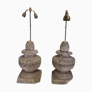French Sandstone Decorative Ornament Lamps, Set of 2