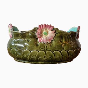 Französischer Barbotine Blumentopf, 1890er