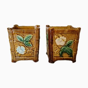 Quadratische Französische Jugendstil Blumentöpfe, Ende 19. Jh., 2er Set