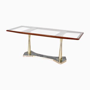 Italian Dining Table in Teak and Marble, 1960s