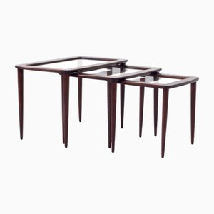 Italian Nesting Tables in Mahogany attributed to Ico and Luisa Parisi, 1960s, Set of 3