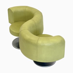 Banc Space Age avec Motif Onduleux en Jaune Vert