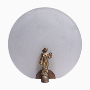 Lámpara Art Déco de bronce y vidrio, años 30