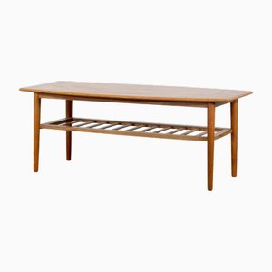Mesa de centro Mid-Century moderna de listones de teca, años 60