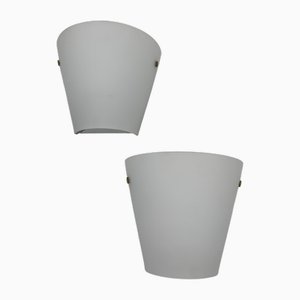 Glas Wandlampen, Italien, 1960er, 2er Set