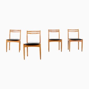 Mid-Century Modern Teak and Leatherette Dining Chairs, 1960s, Set of 4