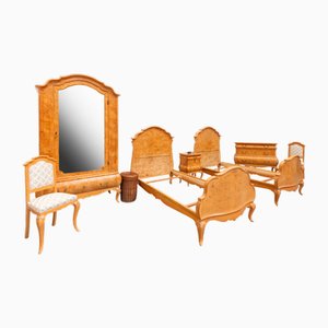 Bedroom Set in Maple Wood, 1930s, Set of 7