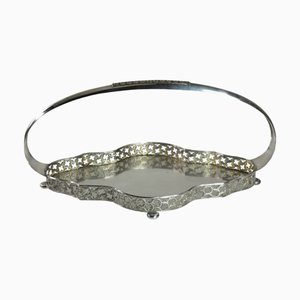 Vintage Italian Art Deco Metal Silverplate Tray by Arrigo Finzi, 1940s