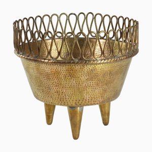 Jarrón italiano Mid-Century moderno de metal y cobre de Stilnovo, 1950