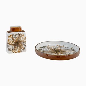 Danish Vase and Plate Set by Ellen Malmer for Royal Copenhagen, 1960s, Set of 2