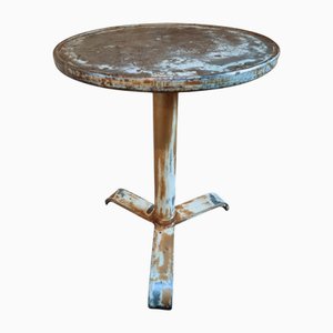 Mesa de bistró francesa vintage de hierro con pátina natural, años 30