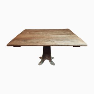 Antique Oak Dining Table on Cast Iron Base
