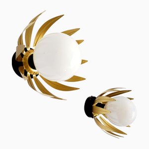 Golden Leaf Wall Lights, Italy, Set of 2