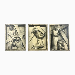 Brutalist Stations of the Cross, Print on Board, 1960s, Set of 3