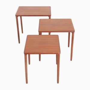 Mid-Century Danish Modern Teak Nesting Tables attributed to E. W. Bach, 1960s, Set of 3