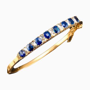 Antikes viktorianisches Armband mit natürlichem blauem Saphir und Diamanten, 1880