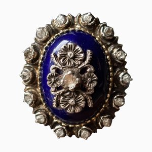 Antiker Diamantring mit Blauer Emaille, 1800er