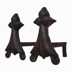 Morillos de chimenea de hierro fundido, Francia, siglo XIX. Juego de 2